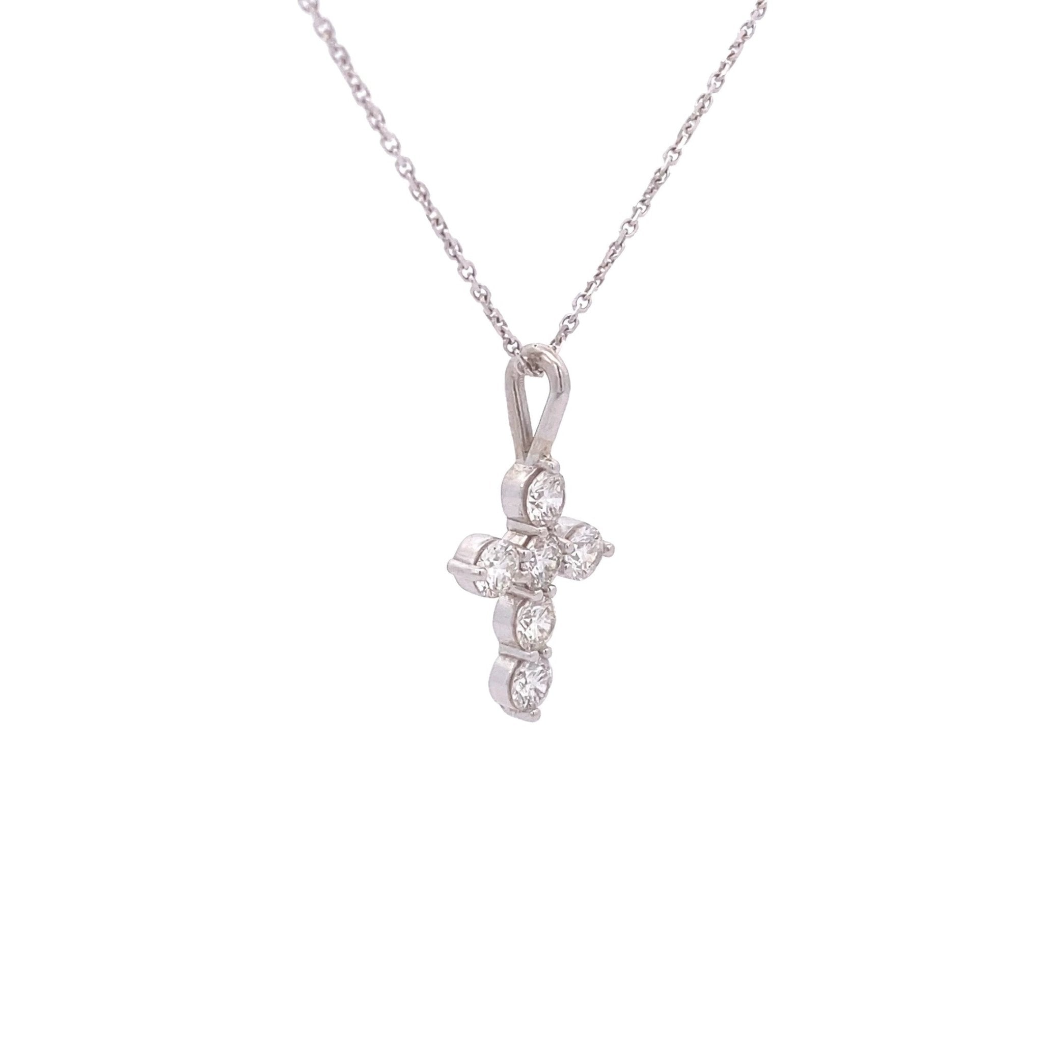 Necklace 14kt white gold Diamond Cross Pendant .60ct - Gaines Jewelers