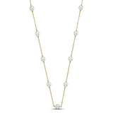 Necklace 9mm pearls accented with diamonds 9 stations 18kt yellow gold - Gaines Jewelers