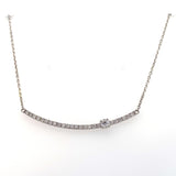 necklace - curved diamond bar on a fixed chain 14kt white gold - Gaines Jewelers
