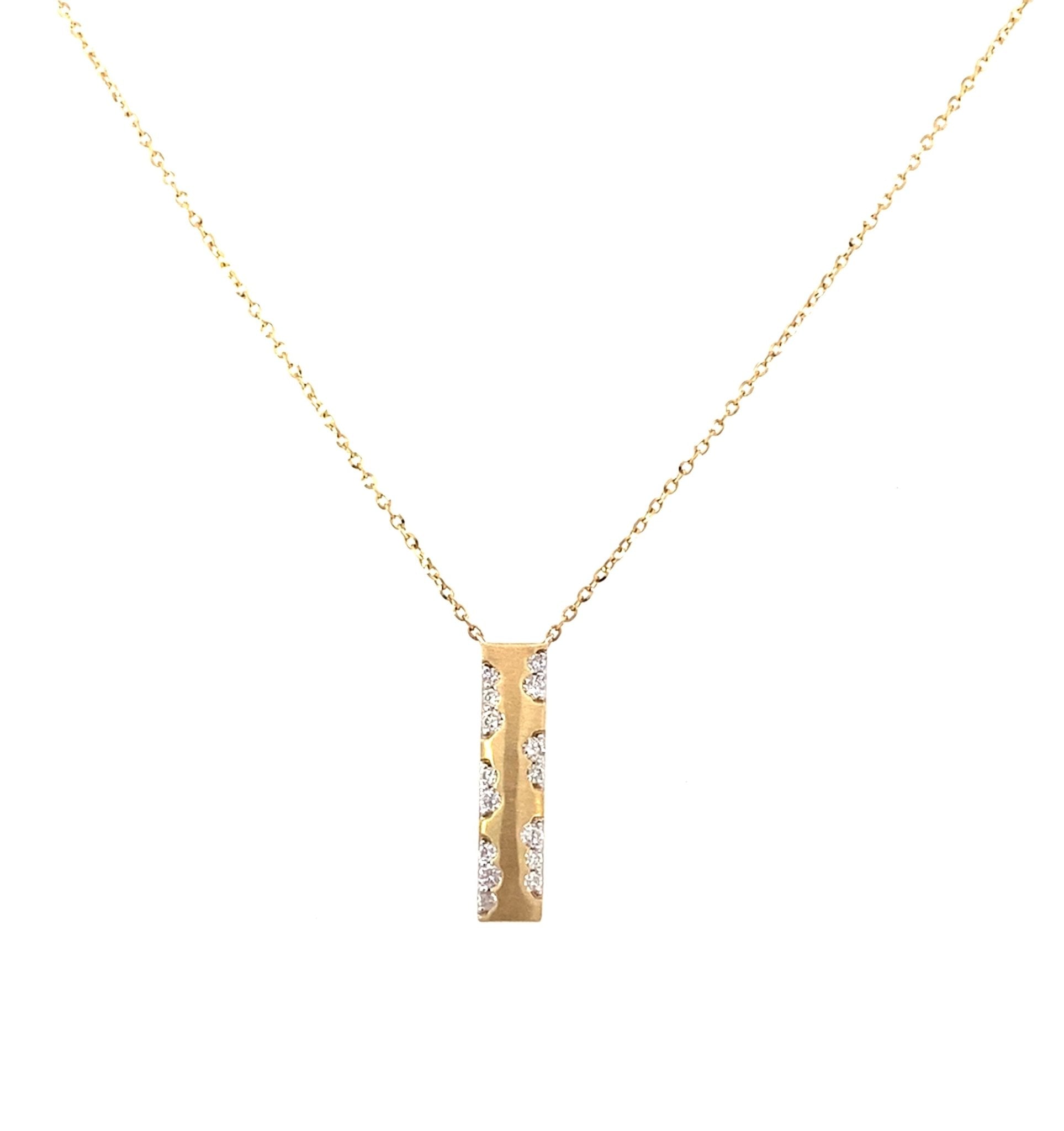 Necklace diamond vertical bar cable chain 14kt yellow gold - Gaines Jewelers