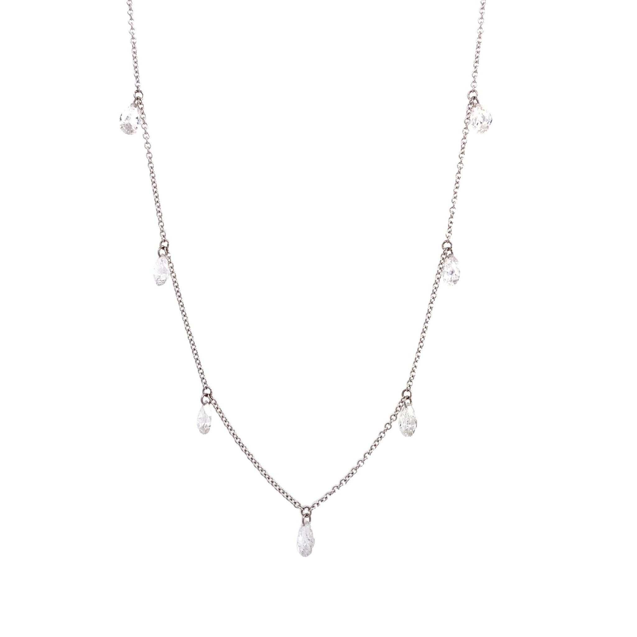 Necklace lab diamond dangling stations 14kt white gold - Gaines Jewelers