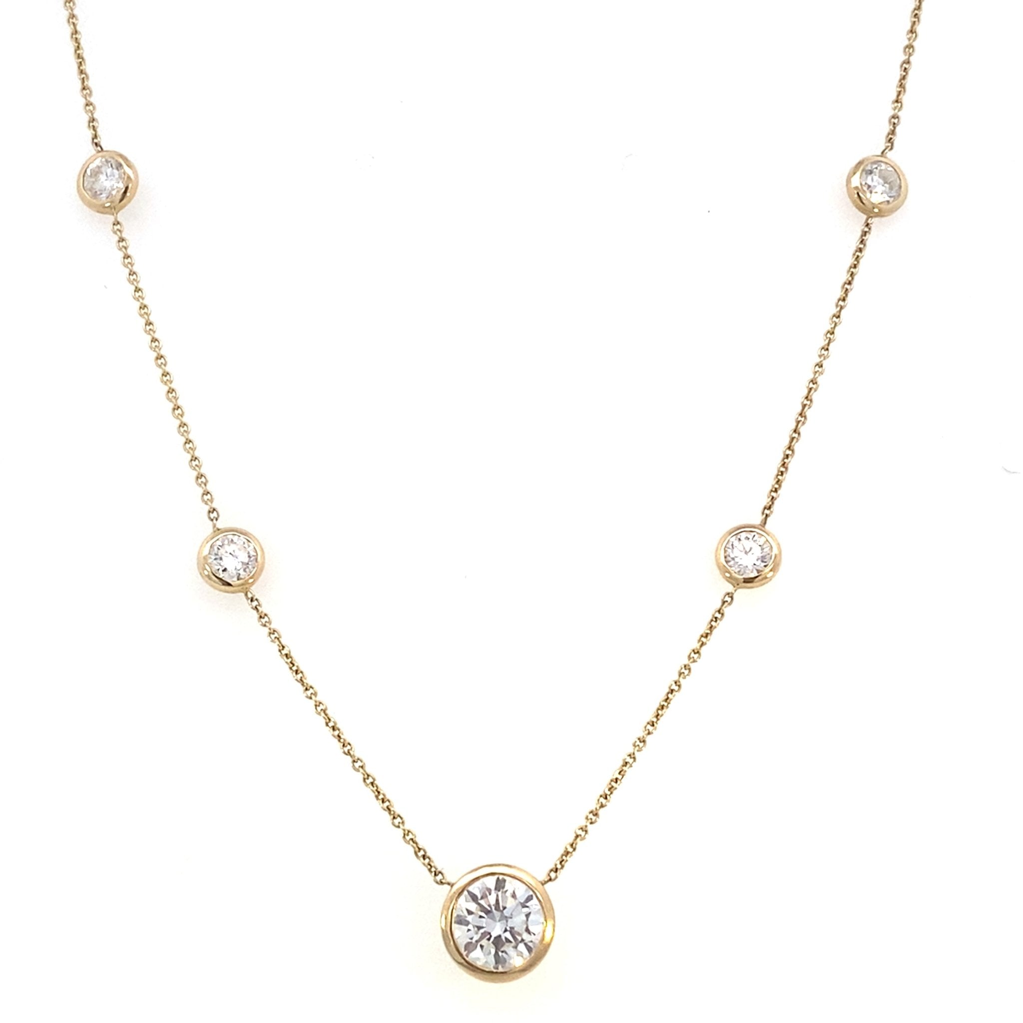 Necklace - lab diamonds 11 stations with larger center= 2.01ct - Matt Peterson - Gaines Jewelers