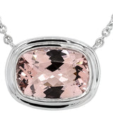 Necklace - morganite pendant fixed on chain 14kt white gold - Gaines Jewelers