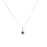 Necklace sapphire and diamond pendant 14kt white gold - Gaines Jewelers