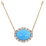 Necklace turquoise and diamond on diamond by yard chain yellow gold - Gaines Jewelers