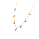 Necklace with 5 diamond clover stations 14kt yellow gold - Gaines Jewelers