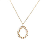 Necklace with a pear - shaped open drop set with pearls & diamond 14kt yellow gold - Gaines Jewelers