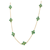 Necklace with stations of cluster emeralds 14kt yellow gold - Raymond Mazza - Gaines Jewelers