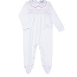Nella Smocked Baby Girl Footie Pink - Gaines Jewelers
