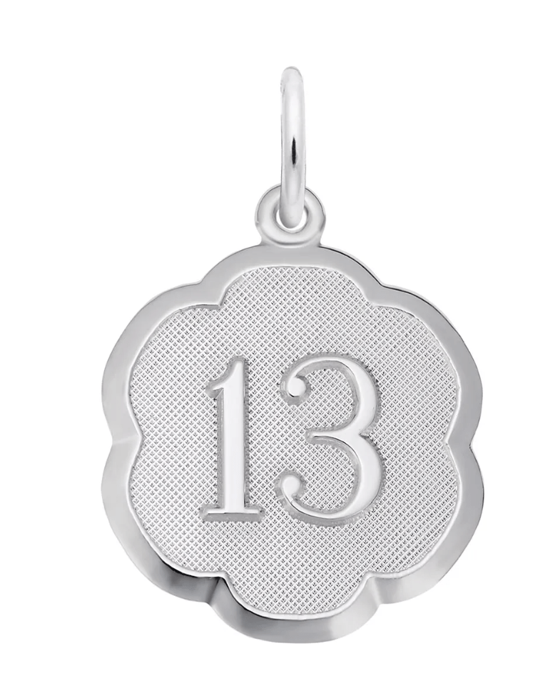 Number 13 Scalloped Disc Charm - Sterling Silver - Rembrandt Charms - Gaines Jewelers