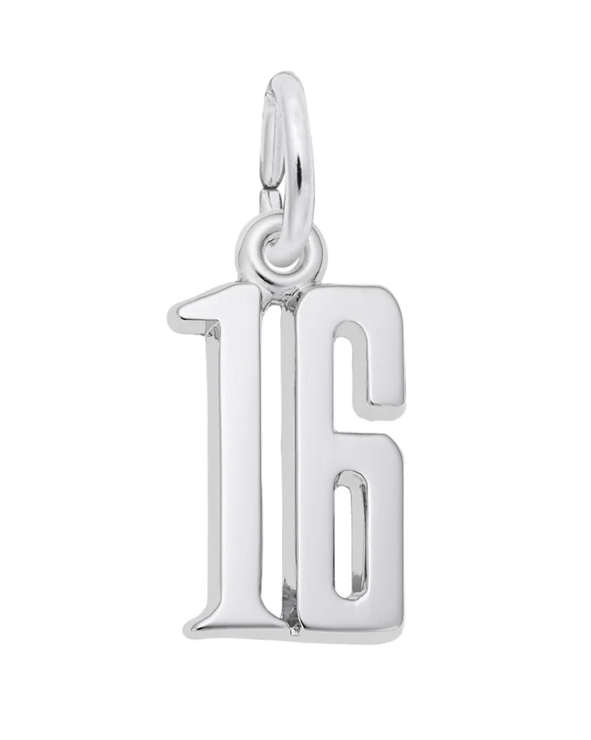 Number 16 Charm - Sterling Silver - Rembrandt Charms - Gaines Jewelers
