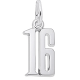 Number 16 Charm - Sterling Silver - Rembrandt Charms - Gaines Jewelers