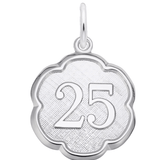 Number 25 Scalloped Disc Charm - Sterling Silver - Rembrandt Charms - Gaines Jewelers