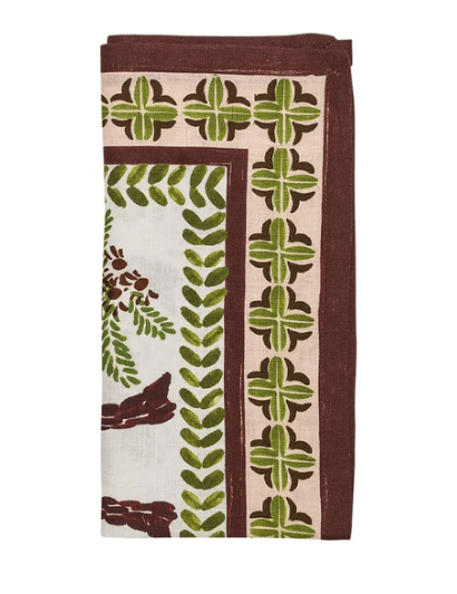 Oasis Napkin in Ivory, Green & Brown, Set of 4 - Kim Seybert - Gaines Jewelers