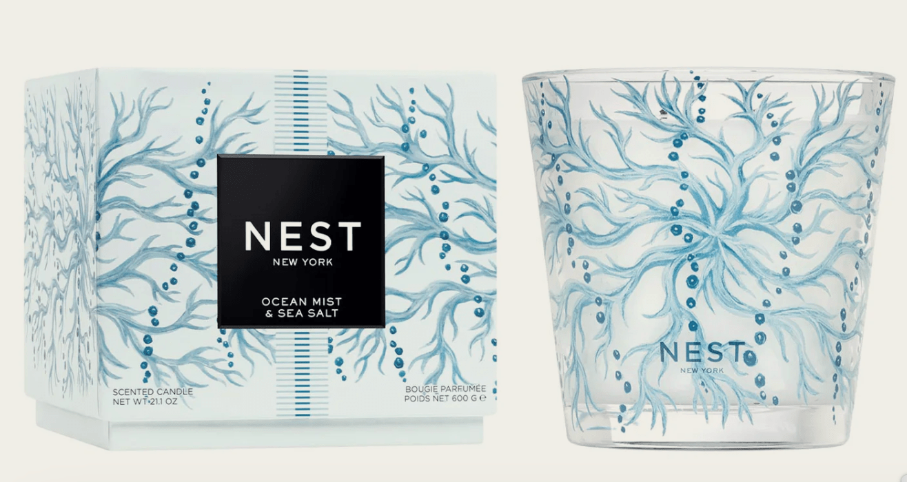 Ocean Mist & Sea Salt Specialty Decorative 3 - wick Candle - Nest Fragrances - Gaines Jewelers