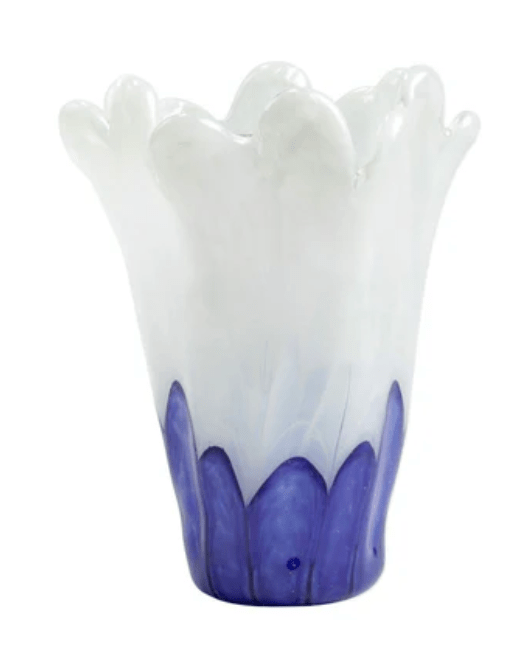 Onda Glass Blue and White Medium Vase - Vietri - Gaines Jewelers