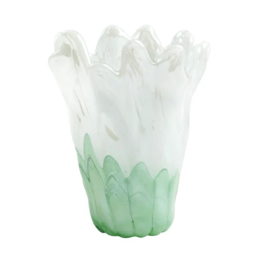 Onda Glass Green and White Medium Vase - Vietri - Gaines Jewelers