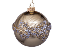Ornament Glass Gold Diamond Bow - Vondels - Gaines Jewelers