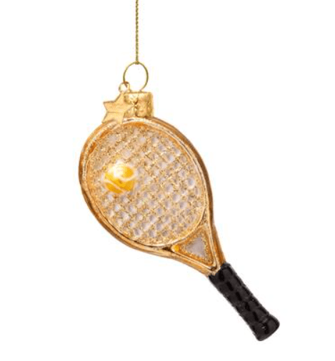 Ornament Glass Gold Tennis Racket - Vondels - Gaines Jewelers