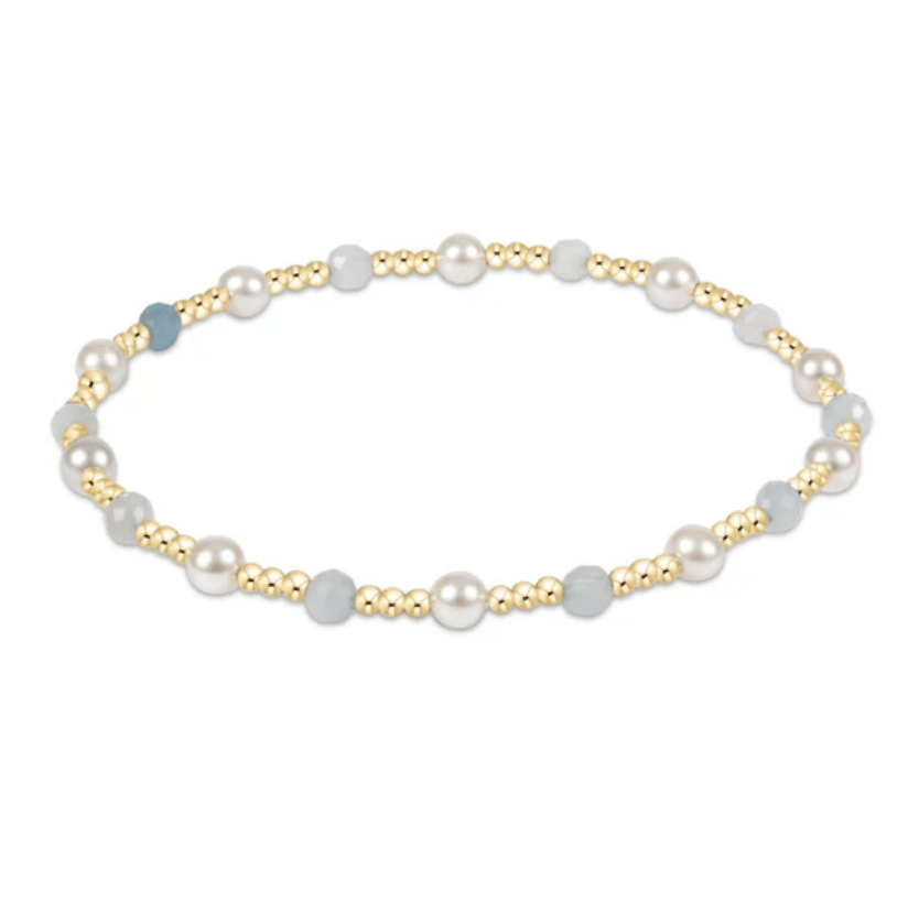 Pearl Sincerity Pattern 4mm Bead Bracelet - Aquamarine - Enewton - Gaines Jewelers