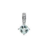 pendant - 14kt white gold cushion aquamarine with 0.03ctw diamond bale - Gaines Jewelers
