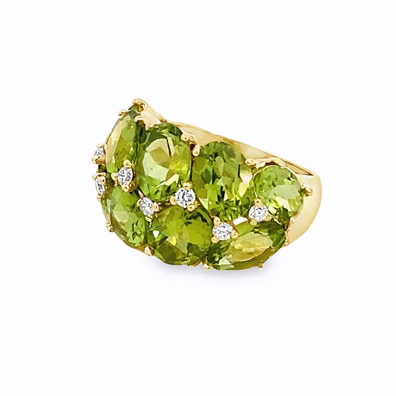 Peridot diamond dome ring 14kt yellow gold - Gaines Jewelers