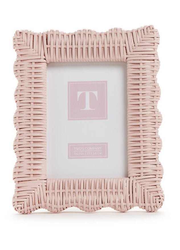 Pink Wicker Picture Frame 4x6 - Twos Company - Gaines Jewelers