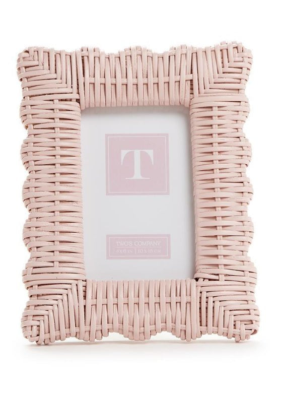 Pink Wicker Picture Frame 5x7 - Twos Company - Gaines Jewelers