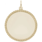 Plain Large Round Rope Disc Charm - Gold Plated - Rembrandt Charms - Gaines Jewelers