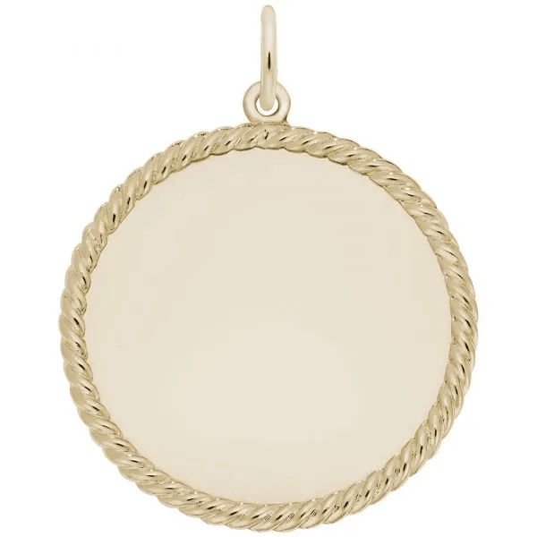 Plain Large Round Rope Disc Charm - Gold Plated - Rembrandt Charms - Gaines Jewelers