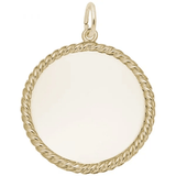 Plain Medium Round Rope Disc Charm - Gold Plated - Rembrandt Charms - Gaines Jewelers