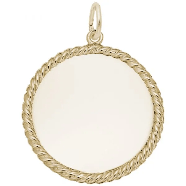 Plain Medium Round Rope Disc Charm - Gold Plated - Rembrandt Charms - Gaines Jewelers