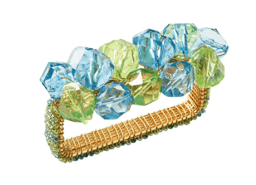 Pop Rocks Napkin Ring in Blue & Green, Set of 4 - Kim Seybert - Gaines Jewelers
