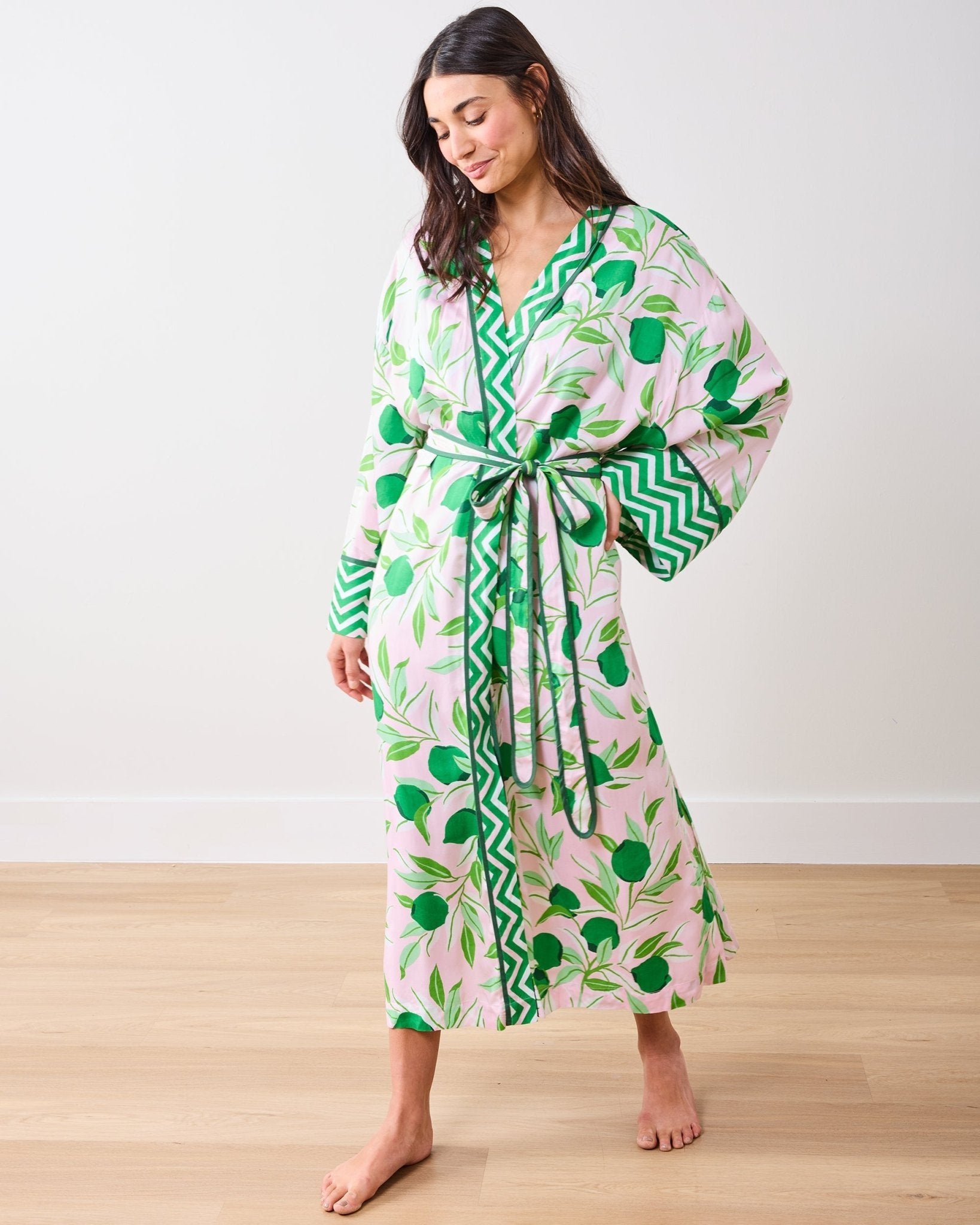 Printfresh - Lime Zest - Satin Robe - Pink Salt - Gaines Jewelers