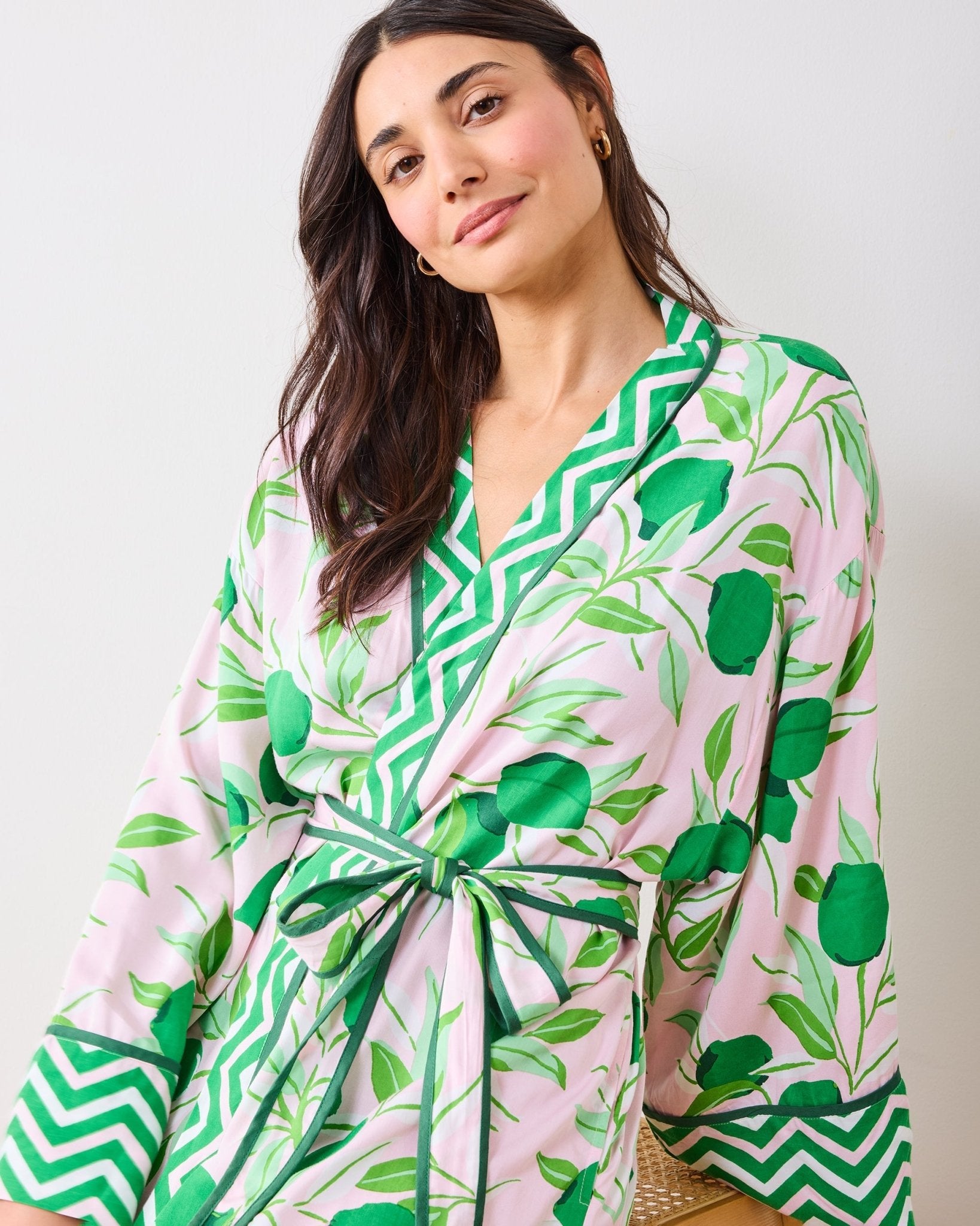 Printfresh - Lime Zest - Satin Robe - Pink Salt - Gaines Jewelers