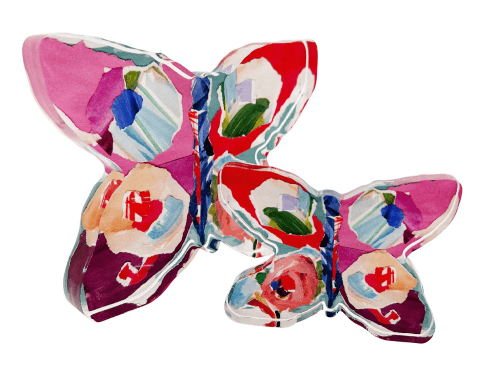 Red Large Acrylic Butterfly Block - Lauren Dunn - Gaines Jewelers