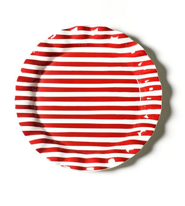 Red Stripe 13 Ruffle Round Platter - Coton Colors - Gaines Jewelers