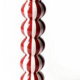 Red Stripe Large Knobbed Candle Holder with Ruffle - Coton Colors - Gaines Jewelers