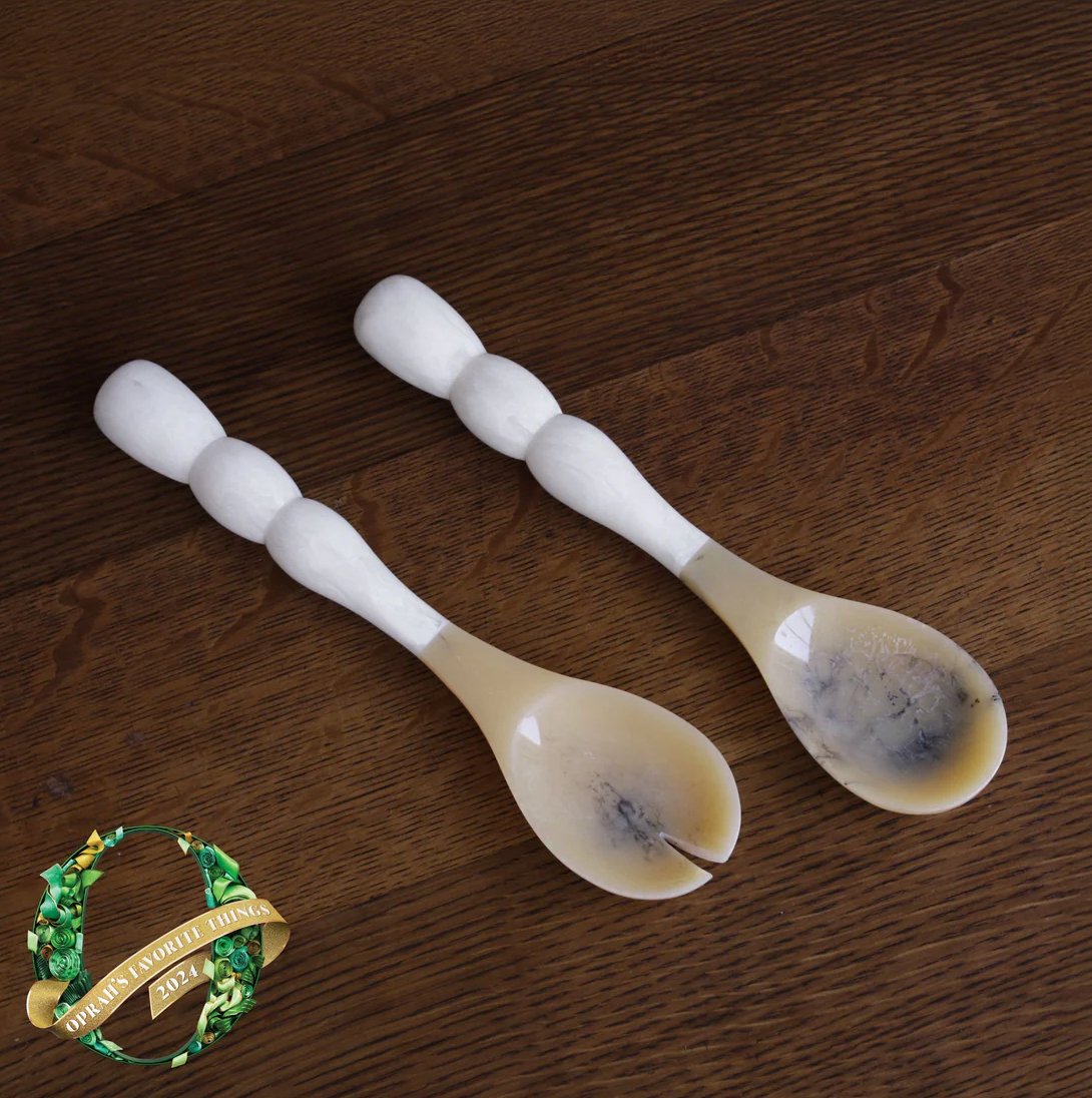 Resin Rio Bubble Salad Servers (White) - Beatriz Ball - Gaines Jewelers