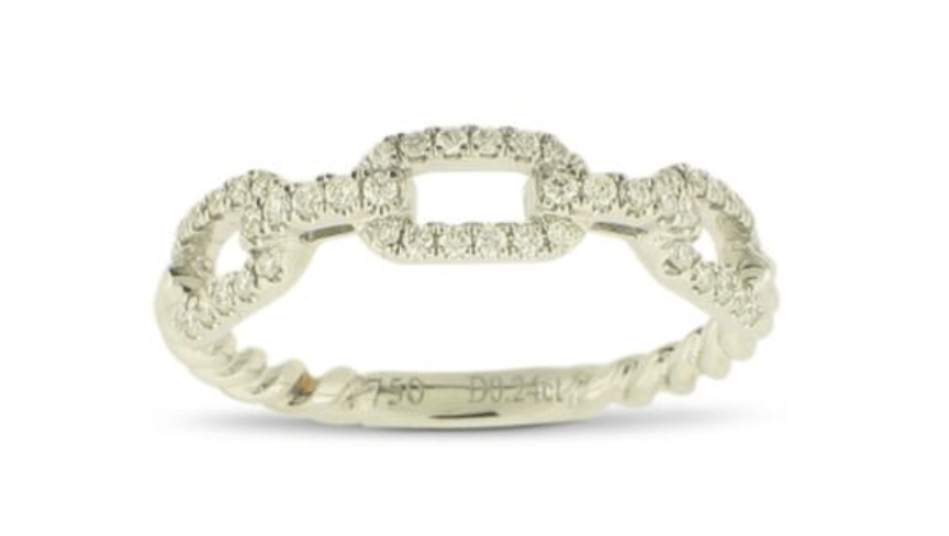 Ring - 14k Gold Diamond Open Rectangle Band - Gaines Jewelers