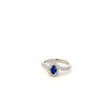 Ring - 18k White Gold Oval Sapphire and Diamond Bypass Ring - Gaines Jewelers