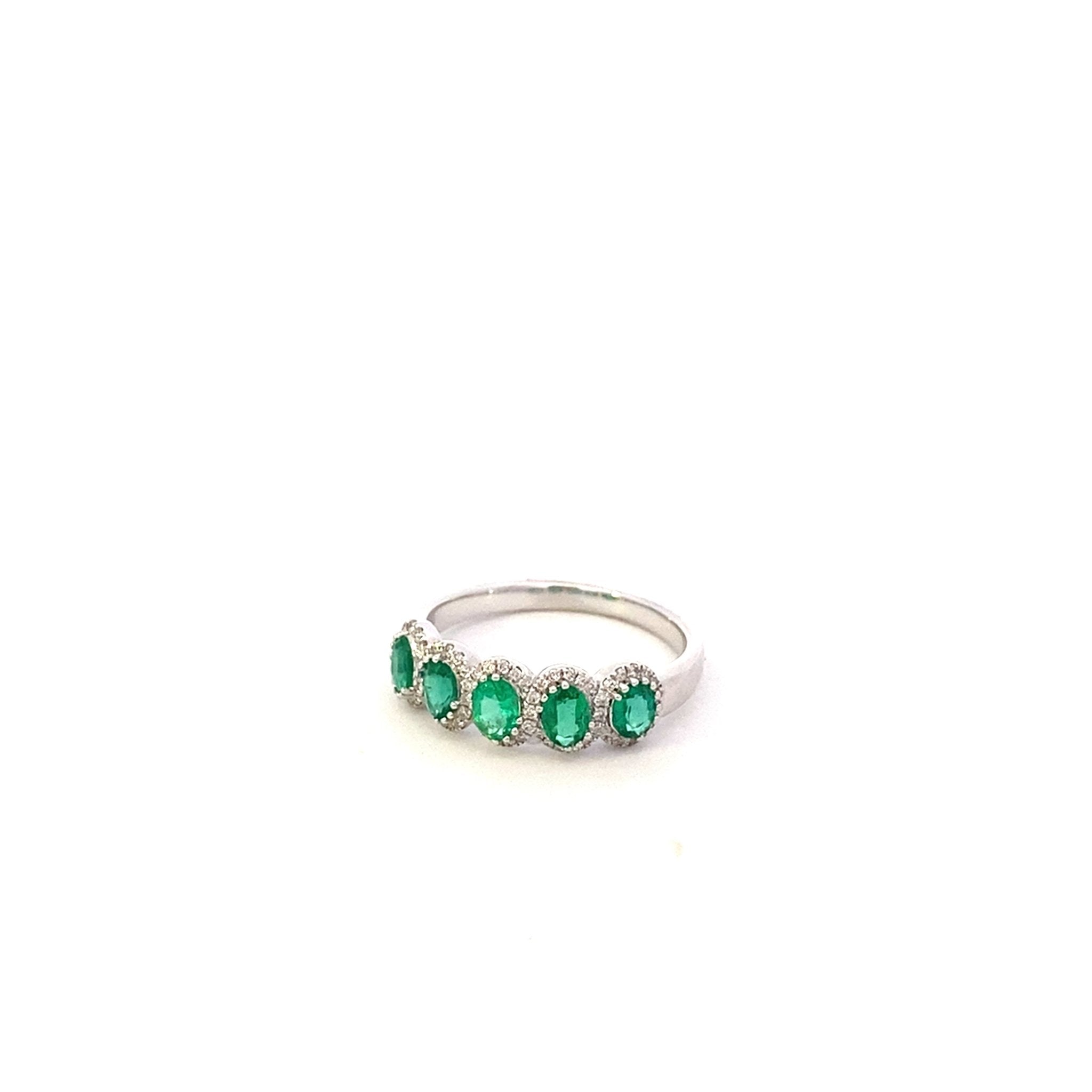 Ring - 18k Yellow Gold Emerald with Diamond halo 5 - Gaines Jewelers