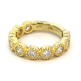 Ring anniversary style with 10 diamonds set in bezels 14kt yellow gold - Gaines Jewelers