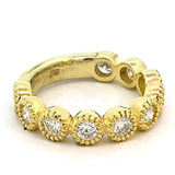 Ring anniversary style with 10 diamonds set in bezels 14kt yellow gold - Gaines Jewelers