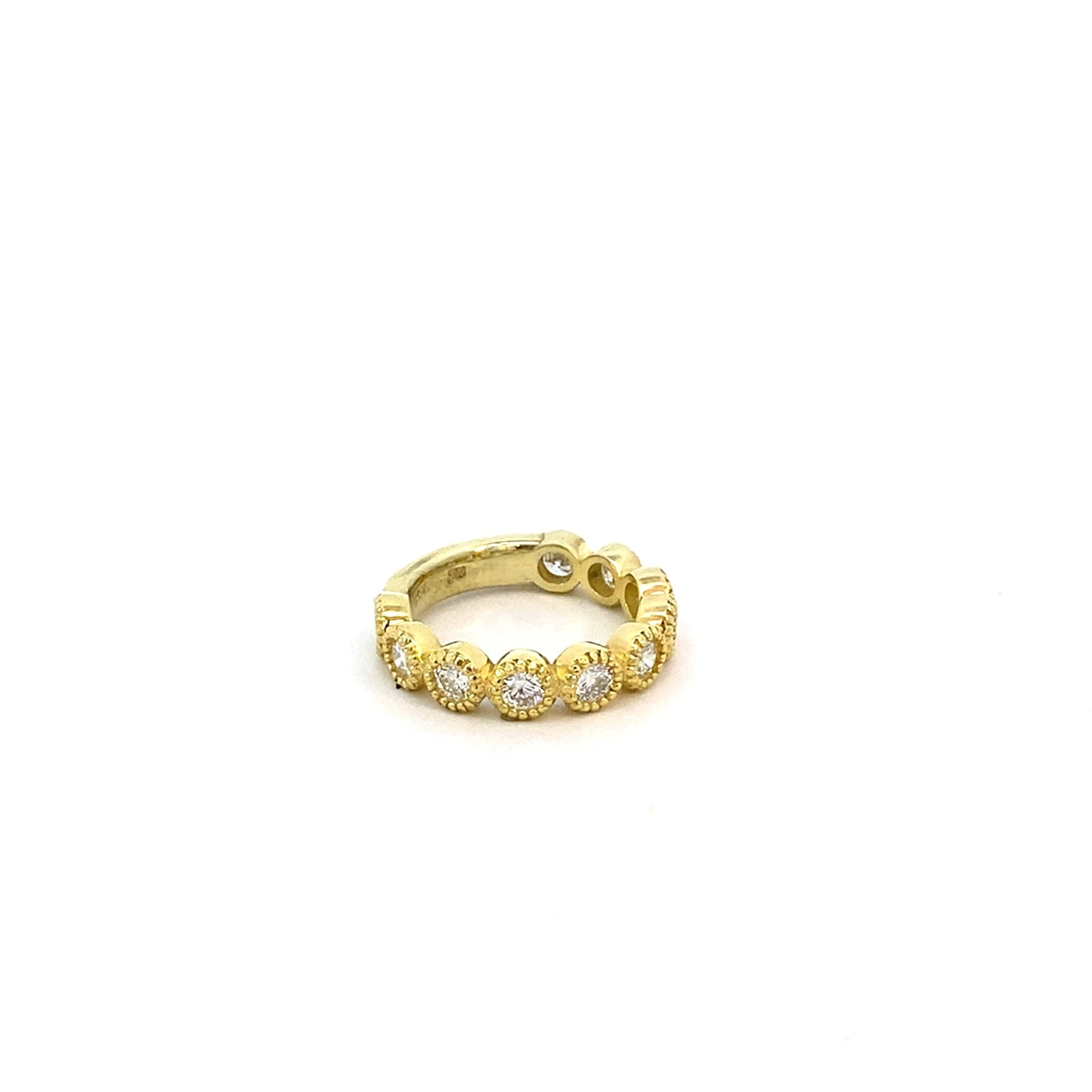 Ring anniversary style with 10 diamonds set in bezels 14kt yellow gold - Gaines Jewelers
