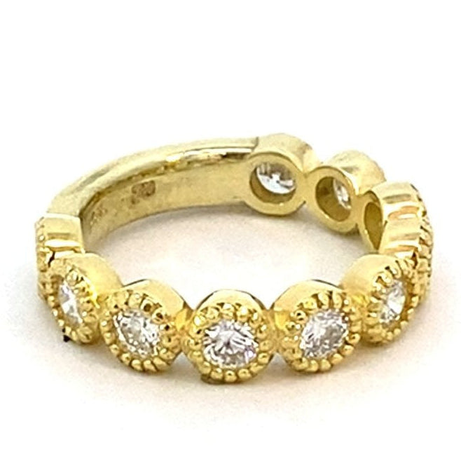 Ring anniversary style with 10 diamonds set in bezels 14kt yellow gold - Gaines Jewelers