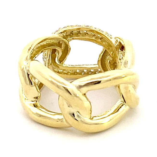 Ring designed with open links, one pave' diamond link 14kt yellow gold - Gaines Jewelers