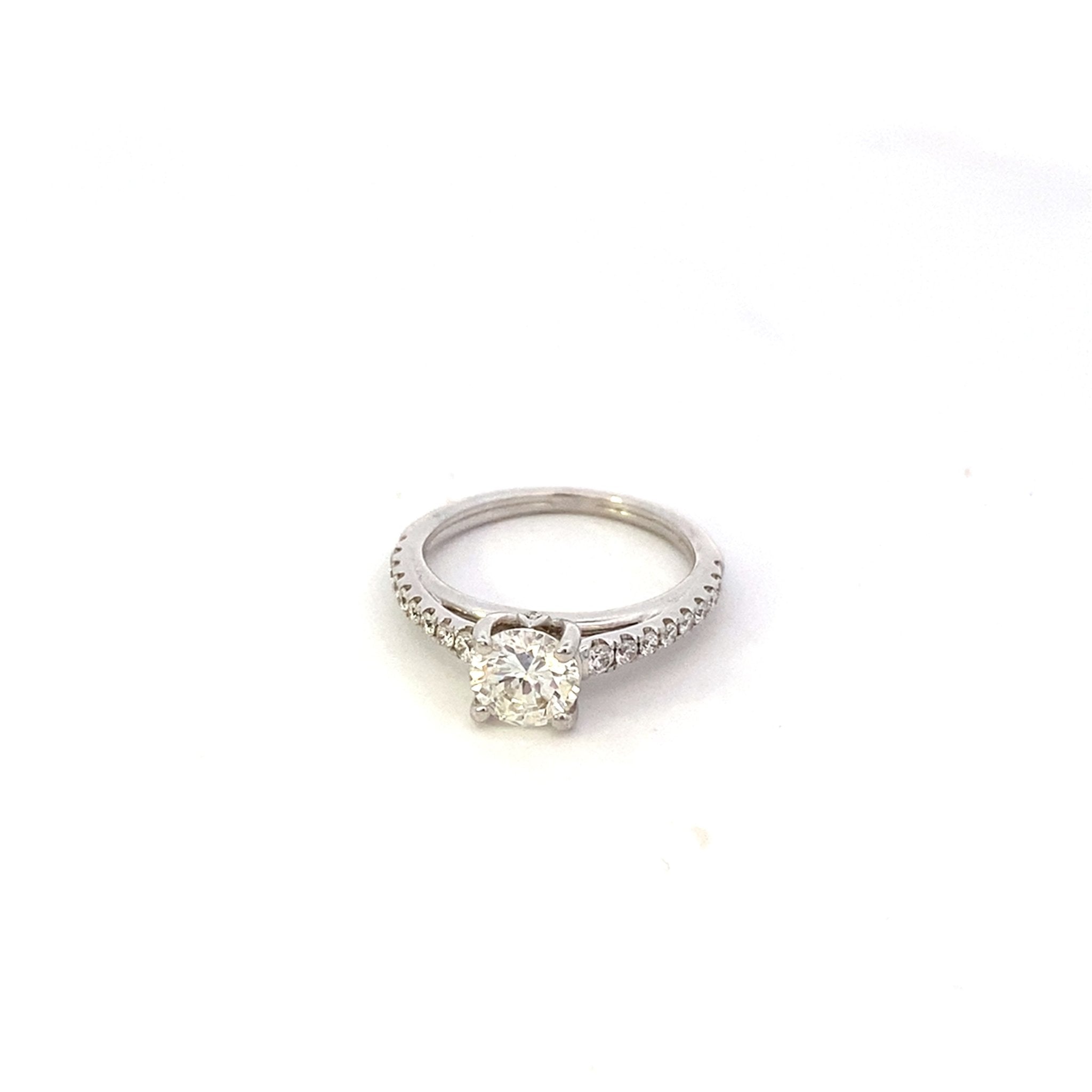 Ring diamond center with diamond shank - Gaines Jewelers