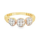 Ring - diamond cluster band bead shank 14kt yellow gold - Gaines Jewelers