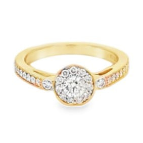 Ring - Diamond cluster engagement ring 0.48ct 14kt yellow gold - Gaines Jewelers